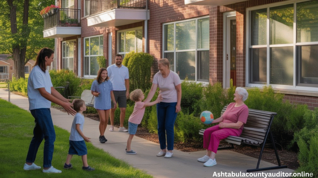 Residents and volunteers participating in a community event hosted by Ashtabula County Residential Services.