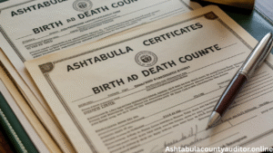 "Official certified birth and death certificates from Ashtabula County