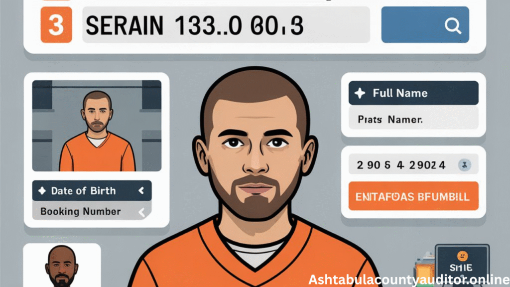 Step-by-step infographic for searching inmates in Ashtabula County Jail