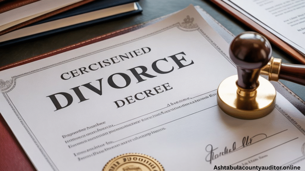 legal documents stamped “Divorce,