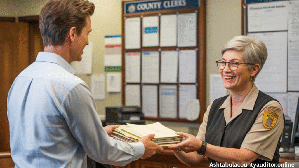 a person at a courthouse counter
